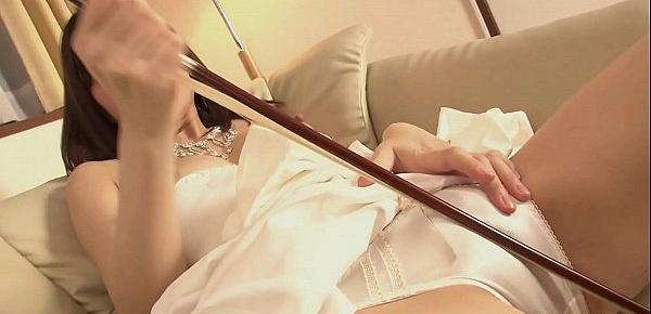  Horny Yuria Tominaga plays a violin and rubs her pussy